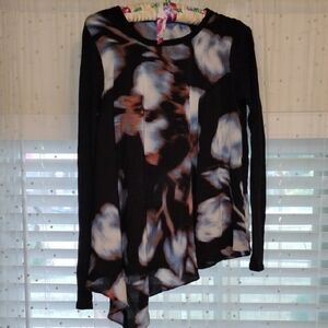 Simply Vera Vera Wang Abstract Floral Long Sleeve Blouse, Size: S